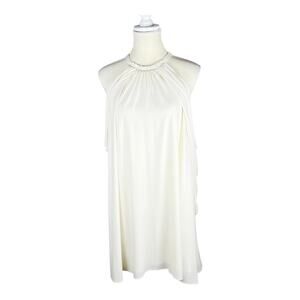Halston Elsie Draped Cold Shoulder Cape Mini Dress Chalk White Ivory Size 4